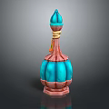 Turquoise Blue Perfume Bottle With Decorative Band And Rounded Body Design