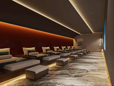 Luxury SPA Sauna Area With Comfortable Loungers 3d model