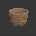 Rustic Handcrafted Terracotta Flower Pot With Striped Texture As Garden Ornament Decor