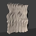 Modern Wavy Striped Decorative Sculpture In Beige And Dark Brown Tones