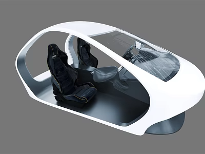 Modern Futuristic Car With Two Black Seats Transparent Canopy And White Exterior Sleek Design 3d model