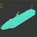 3D Rendered Military Warship With Colorful Camouflage On Gray Background