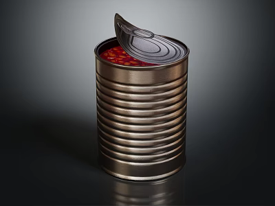 Opened Metal Can With Red Contents For Practical Kitchen Daily Use 3d model