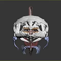 Transparent Fish Skeleton With Red Accents And Silver Body On Black Background With Reflection