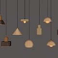 Modern chandelier wood grain chandelier 3d model