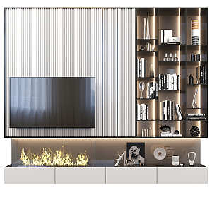 Modern TV background wall 3d model