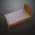 Classic Wooden Double Bed With Traditional Headboard And Light Mattress Design