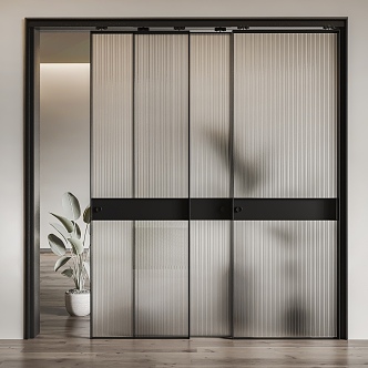 Modern sliding door Changhong glass door office sliding door office glass door corridor glass box double door frosted glass partition 3d model