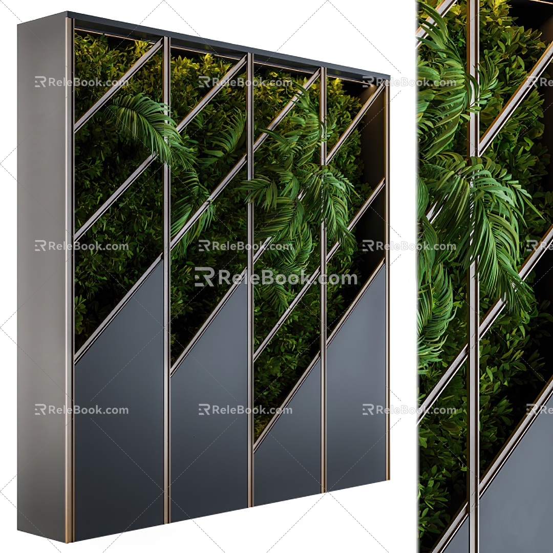 green plant wall 3d model