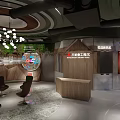 Sansheng Hong Art Gallery Interior Design With Wooden Reception Desk Green Plant Wall And Chandelier