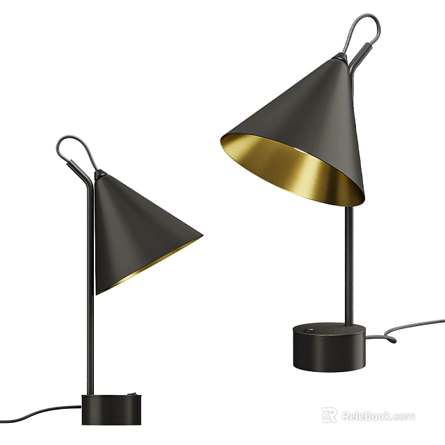 Modern Black Table Lamp With Gold Interior And Minimalist Design Base 3d model