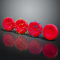 Detailed Red Spherical Structures With Blue Yellow Spikes And Reflections On Dark Background 3d model
