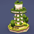 Ivy Covered Multi Story Tower With Windows And Greenery Surrounded by Trees and Grass