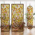 Modern partition colored glass screen partition 3d model