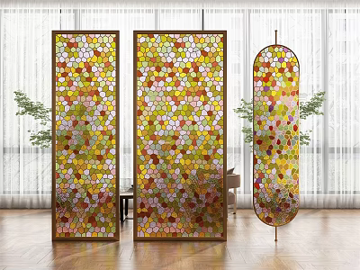 Modern partition colored glass screen partition 3d model
