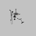Chrome Finish Shower Head System With Handheld Sprayer And Control Knobs