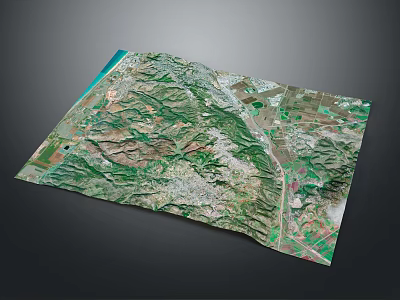 3D Garden Landscape Model Featuring Green Vegetation Mountainous Terrain Agricultural Fields And Urban Areas 3d model