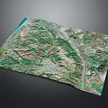 3D Garden Landscape Model Featuring Green Vegetation Mountainous Terrain Agricultural Fields And Urban Areas