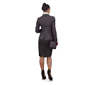 Business Woman In Gray Suit With White Blouse Skirt Holding Handbag And High Heels