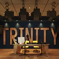 Professional Trinity Recording Studio With Microphones Yellow Chairs Acoustic Panels And Speakers