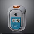 Building Emergency AED Device With Red Open Button And Blue Panel Design