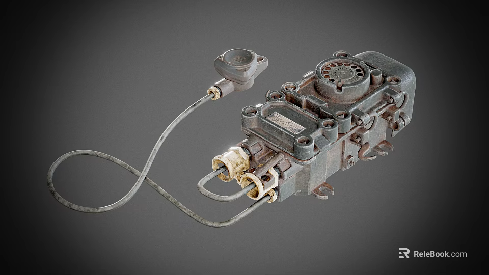 Industrial Metal Mechanical Device With Cable And Knob For Industrial Machinery 3d model 