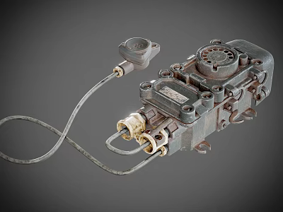 Industrial Metal Mechanical Device With Cable And Knob For Industrial Machinery 3d model