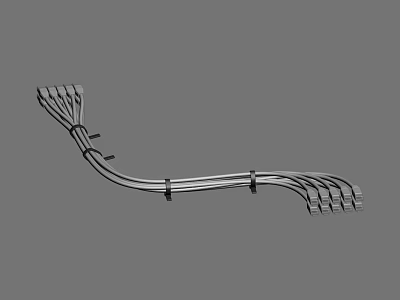 Curved Metal Cable Bundle With Multiple Branches And Fixed Straps 3d model