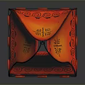 Traditional Red Conical Decorative Lamp With Black Patterns And Chinese Characters Illuminated Stand