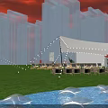 Outdoor Floral Display For Event With Lawn City Backdrop And Sunset Sky