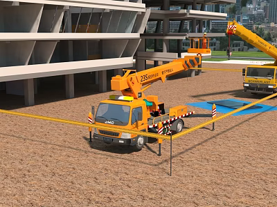 Modern engineering vehicle curtain wall 3d model