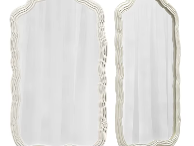 Two Elegant Decorative Mirrors With Wavy Edge Frame For Modern Home Interior 3d model