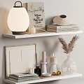 Minimalist Decorative Ornament Set With Table Lamp Books Straw Hat Picture Frame Candles And Vase