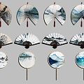 Fan Wall Decoration Pendant Tassel Pendant Chinese Knot Yuhuan Group Fan Folding Fan Ancient Fan Bamboo Pendant 3d model