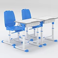 Student Desk And Chair Set With Blue Chairs White Desks And Anti Slip Pads