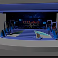 Stunning Star Avenue Stage Design with Blue Lighting Steps Large Screens and Silhouettes