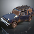 Rusty Old SUV With Roof Rack Open Door And Worn Tires