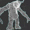 Game And Movie Monster Character With Horns Glowing Eyes And Rock Like Skin