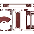 Traditional Chinese Carved Patterns With Decorative Frames Fan And Door Panels 3d model