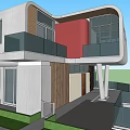 Modern Detached Villa With Large Glass Walls Open Balcony And Unique Design