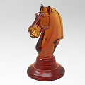 Elegant Decorative Horse Head Ornament Amber Crystal Figurine With Red Base