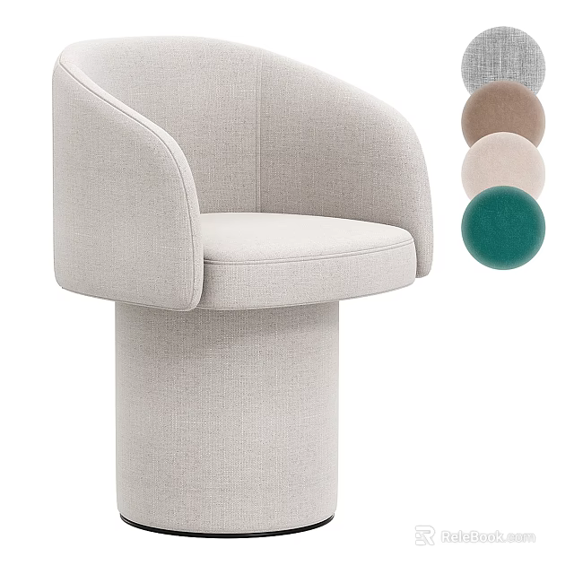 Modern Fabric Leisure Chair With Cylindrical Base And Multiple Color Options 3d model 