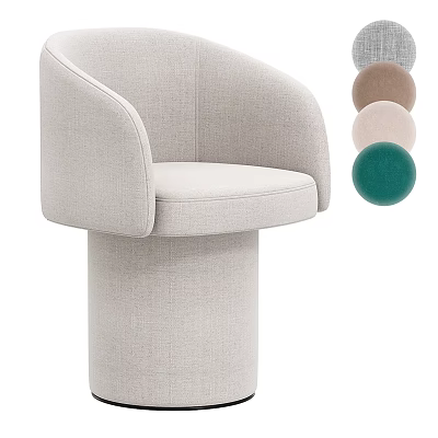 Modern Fabric Leisure Chair With Cylindrical Base And Multiple Color Options 3d model