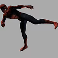 Spider Man Game And Movie Character In Dynamic Jumping Pose With Red Black Costume