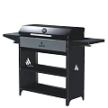 Outdoor BBQ Grill With Storage Shelves Grilled Kebabs Burgers Vegetables Spices And Tools