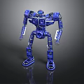 Standing Blue Robot 3D Model With Detailed Mechanical Parts And Shiny Exterior