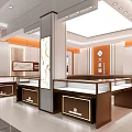 Elegant Luxury Jewelry Store Interior With Glass Display Cases And Warm Lighting