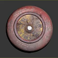 Red Gas Cylinder With Worn Surface And Yellow Writing As Household Item