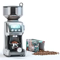 Silver Electric Coffee Grinder With Digital Display Control Buttons And Coffee Beans Container 3d model