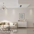 Modern Living and Dining Room Interior With Beige Sofa Coffee Table And Dining Chairs